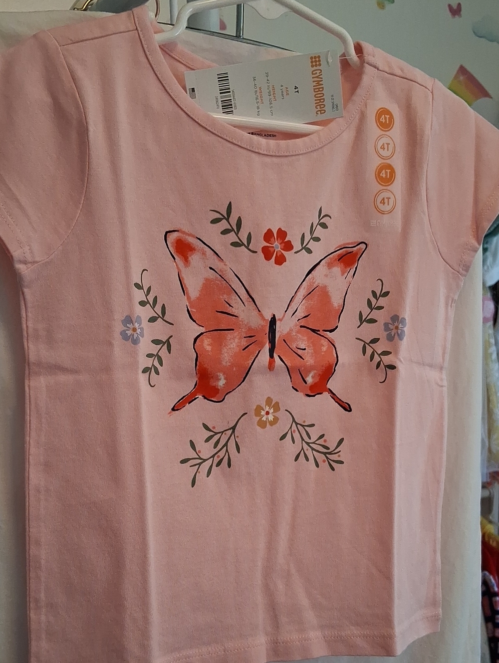 Gymboree Pink Butterfly & Floral Short Sleeve Tee